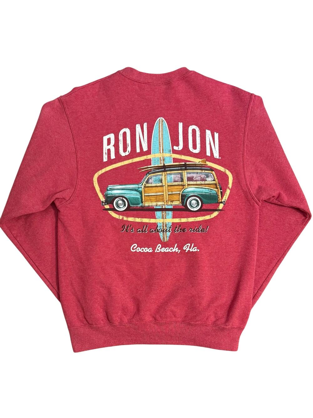Ron Jon Surf Shop Sweatshirt Cocoa Beach Crewneck Jerzees Red Size Unisex Small